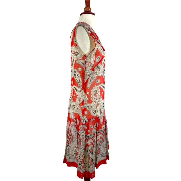 Vintage Paisley Drop Waist Sailor Collar Pleated Skirt Dress Size 4 - Picture 5 of 9